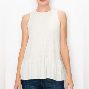 Anthro W5 White and Gold Ruffle Tank